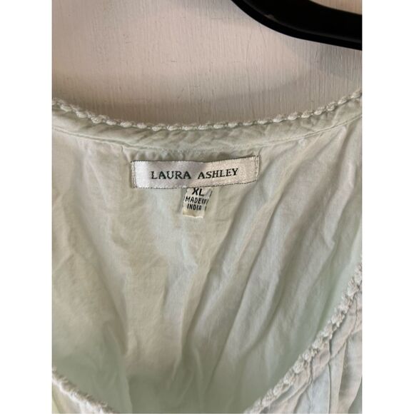 Laura Ashley gown cottage core size xl mint green thin India cotton rn#16073 - Picture 4 of 9